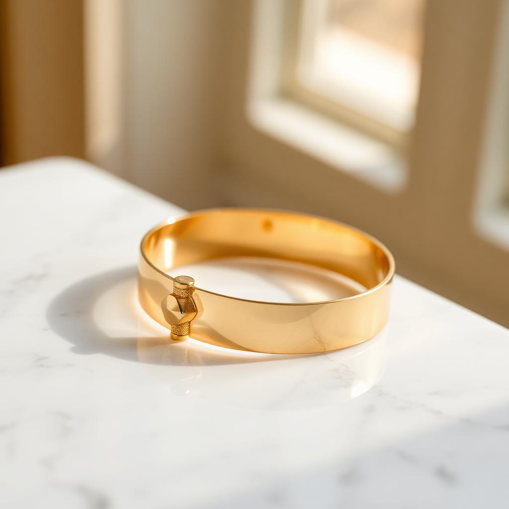 Cartier sieraad verkopen Cartier sieraad verkopen — Gouden armband op wit marmer, sfeerbeeld luxe sieraden